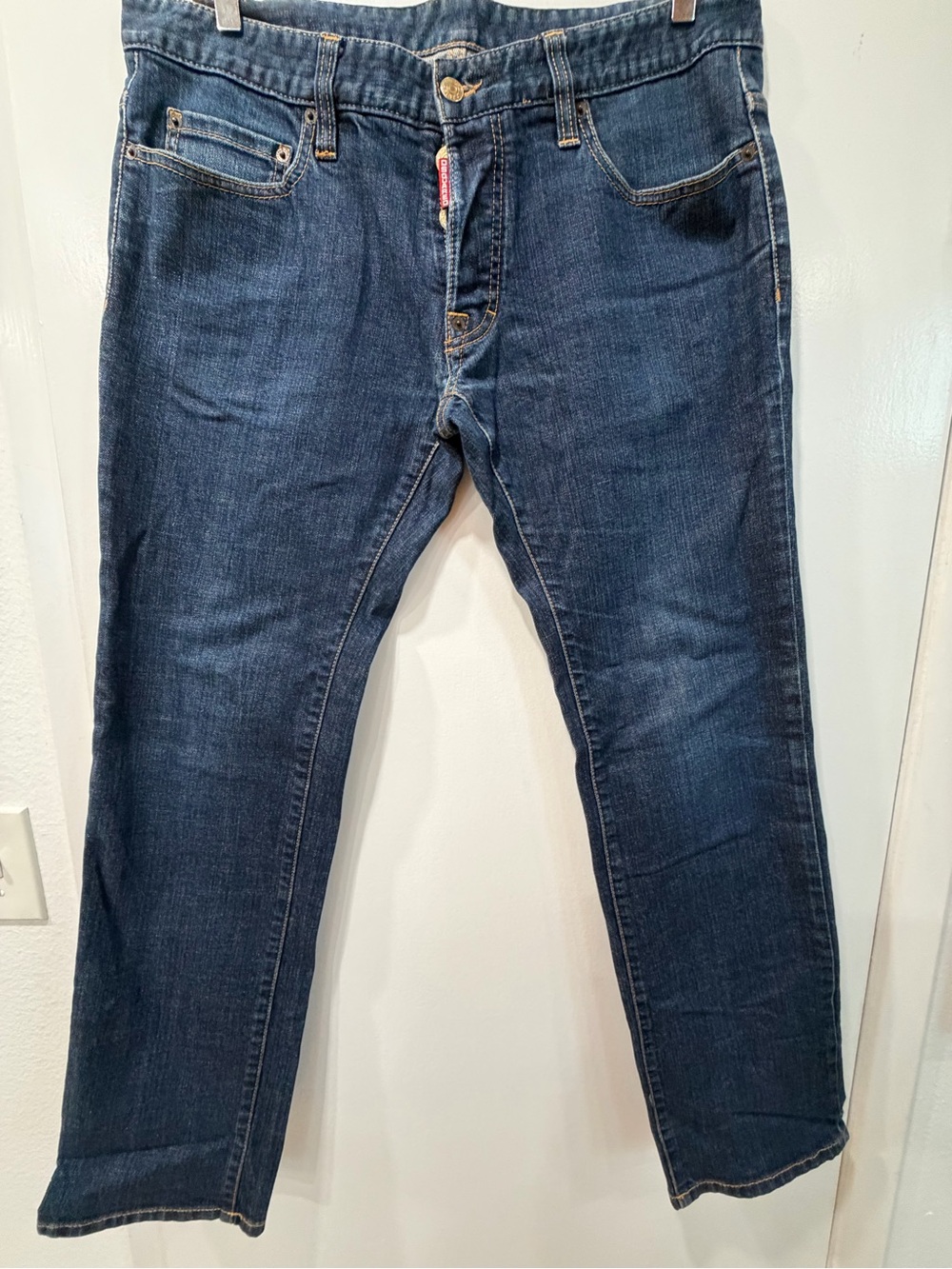 DSQUARED2 Men's Straight-Leg Dark Blue Denim Jeans